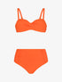 Bikini uni à bas froncé - Orange - 1