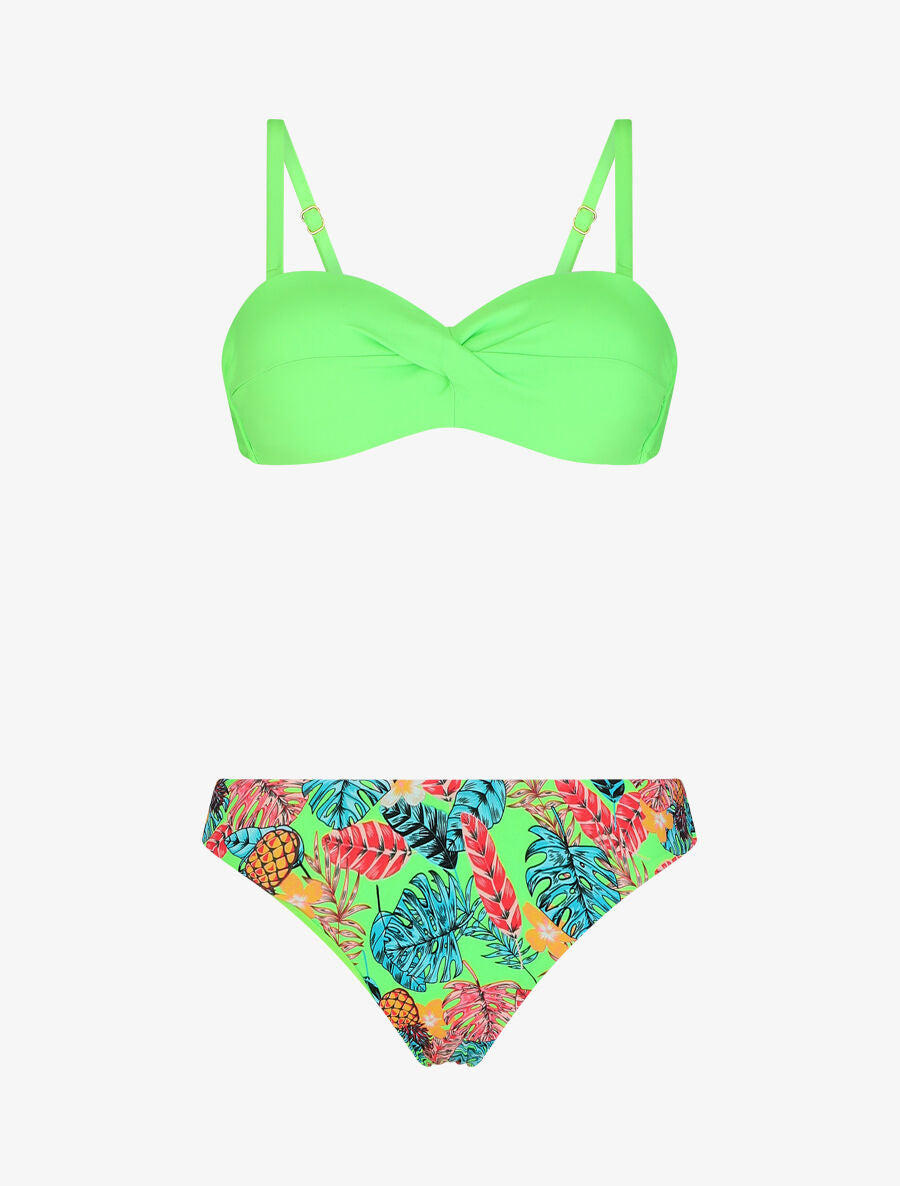 Bikini dépareillé imprimé tropical - Vert fluo - 5
