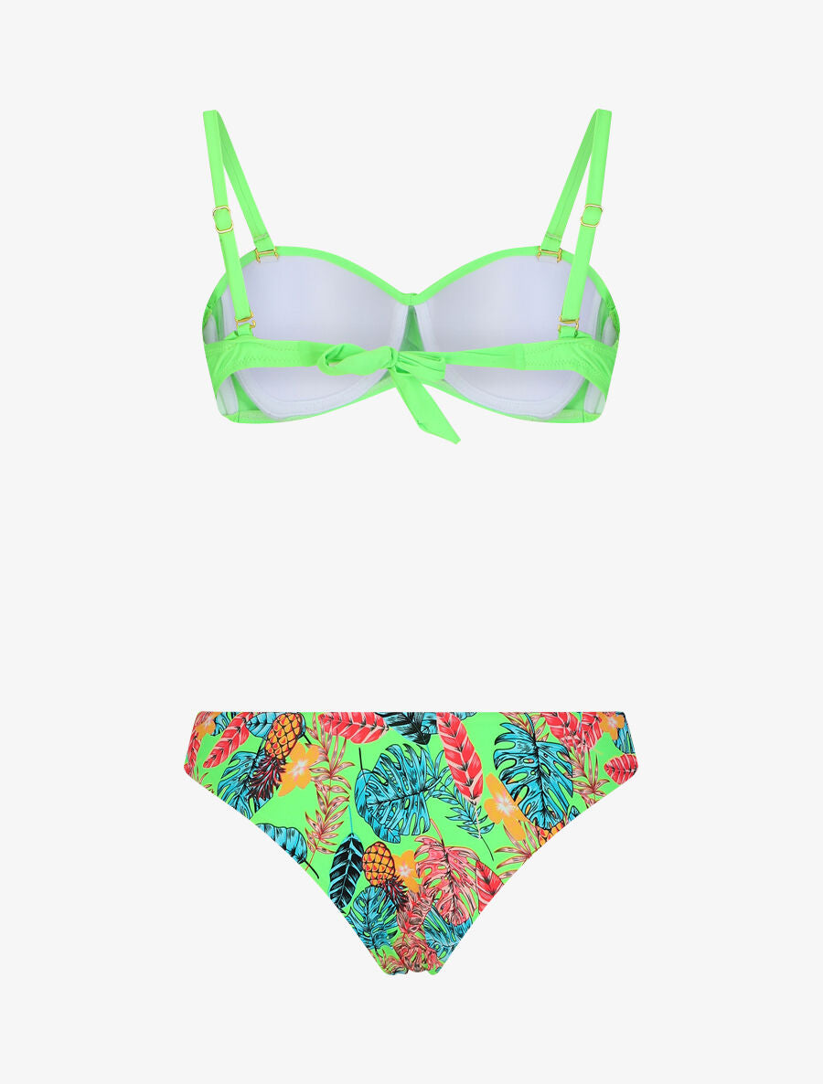 Bikini dépareillé imprimé tropical - Vert fluo - 4