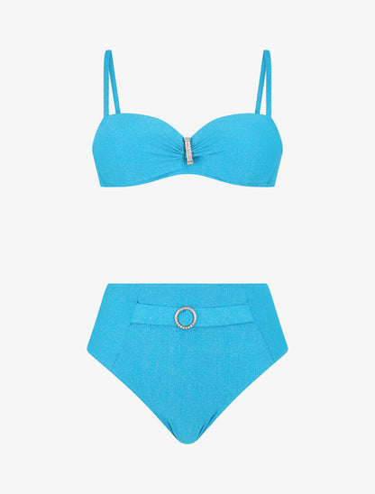 Bikini irisé taille haute - Turquoise - 4