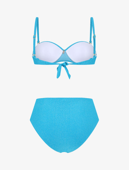 Bikini irisé taille haute - Turquoise - 3
