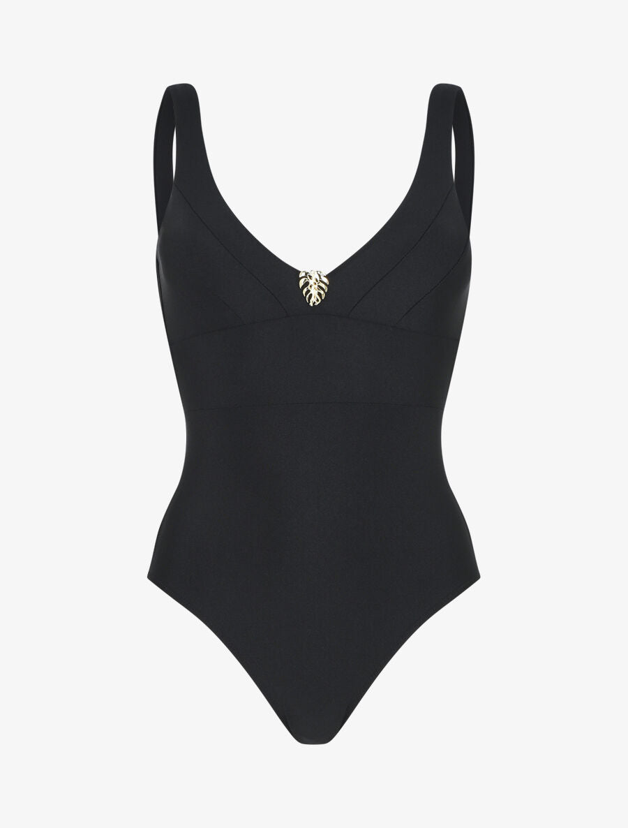 Maillot de bain 1 pièce uni - Noir - 4