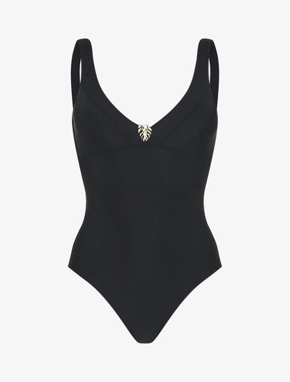 Maillot de bain 1 pièce uni - Noir - 4
