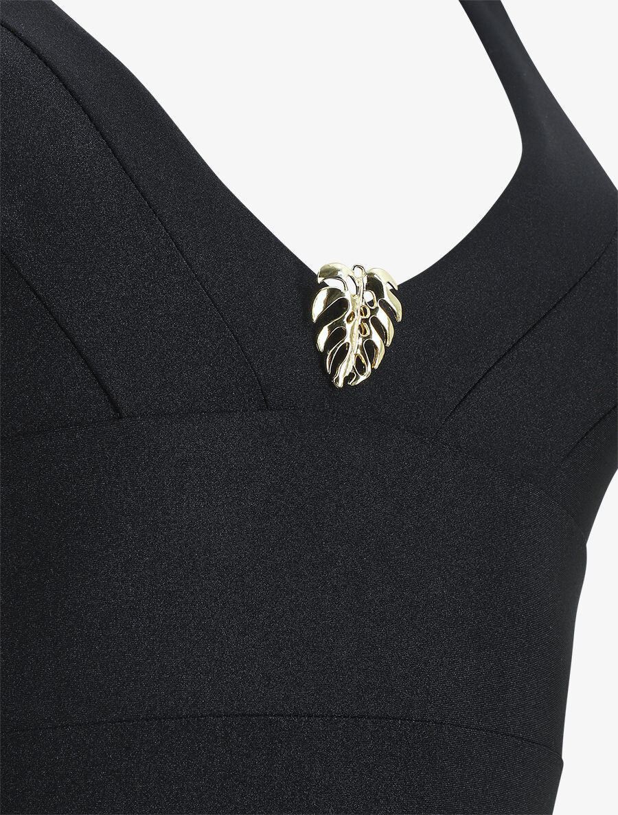 Maillot de bain 1 pièce uni - Noir - 3