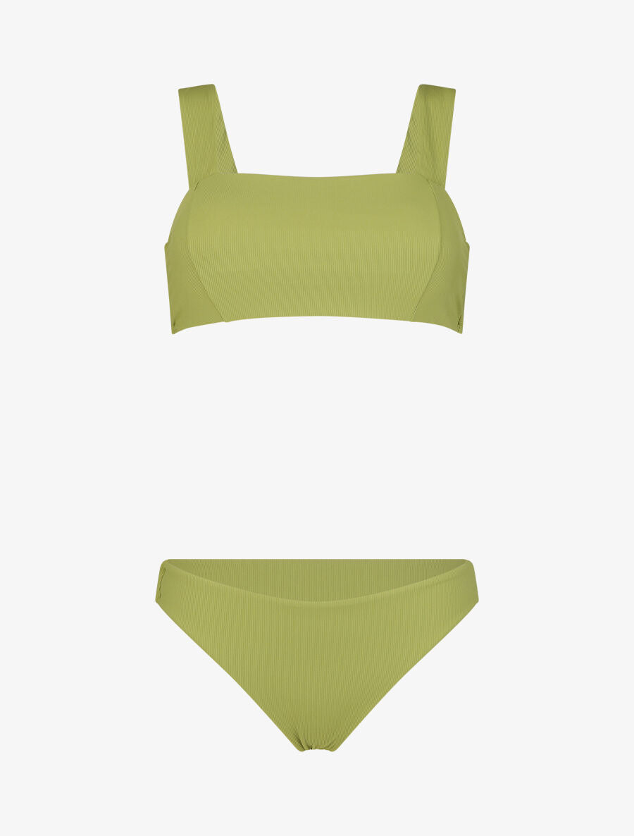 Bikini uni côtelé - Vert anis - 4