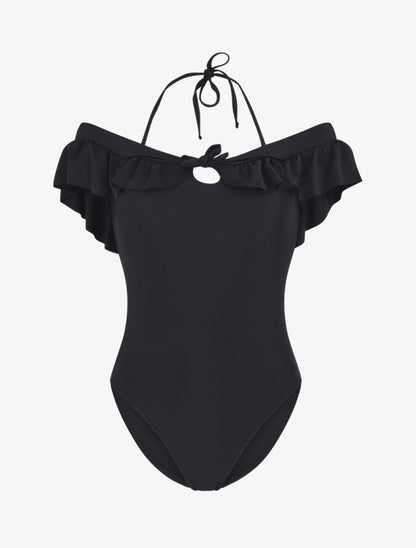 Maillot de bain 1 pièce à volants - Noir - 2