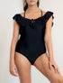 Maillot de bain 1 pièce à volants - Noir - 1