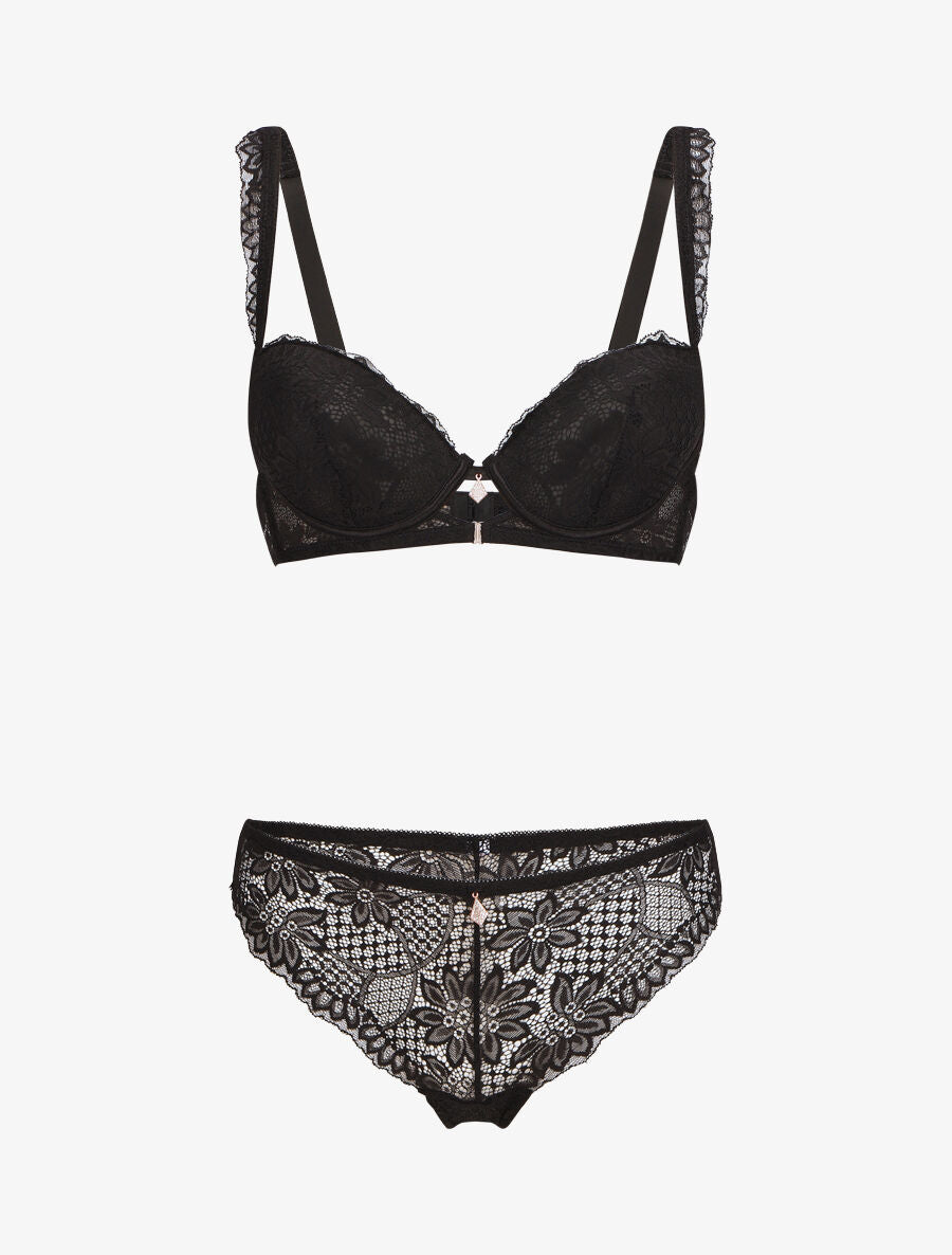 Ensemble soutien-gorge à détail bijou strassé - Noir - 1