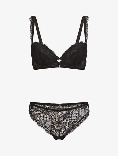 Ensemble soutien-gorge à détail bijou strassé - Noir - 1