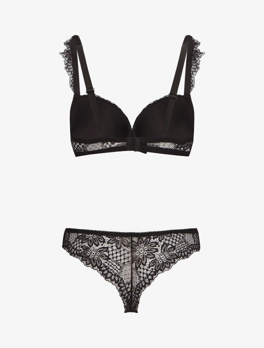 Ensemble soutien-gorge à détail bijou strassé - Noir - 2
