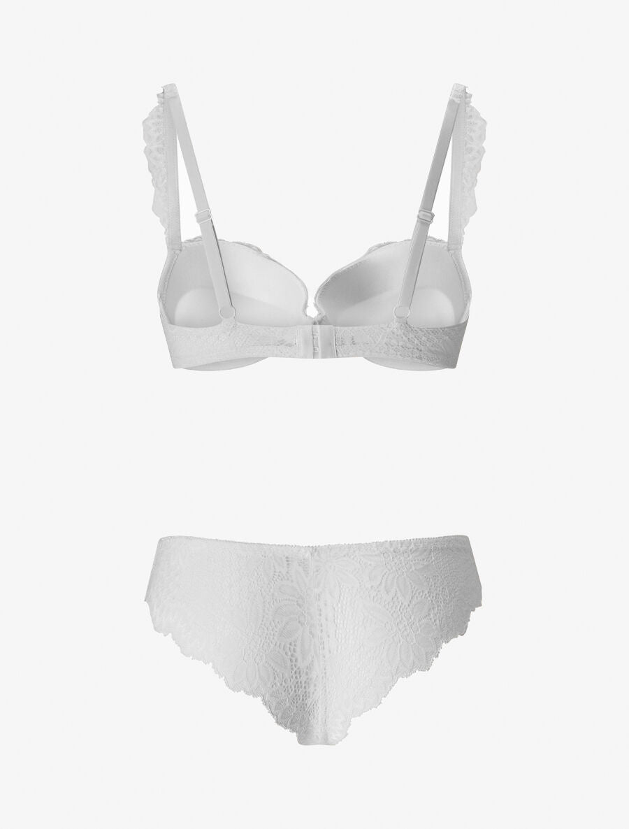 Ensemble soutien-gorge à détail bijou strassé - Blanc - 2