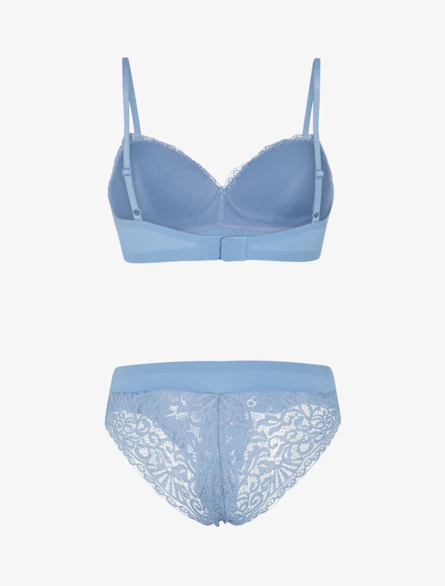 Ensemble lingerie en dentelle sans couture - Bleu - 2