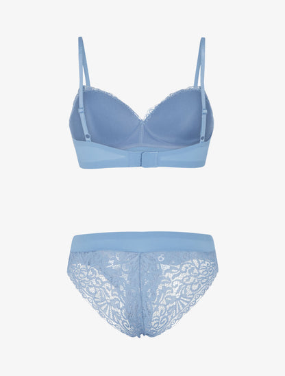 Ensemble lingerie en dentelle sans couture - Bleu - 2