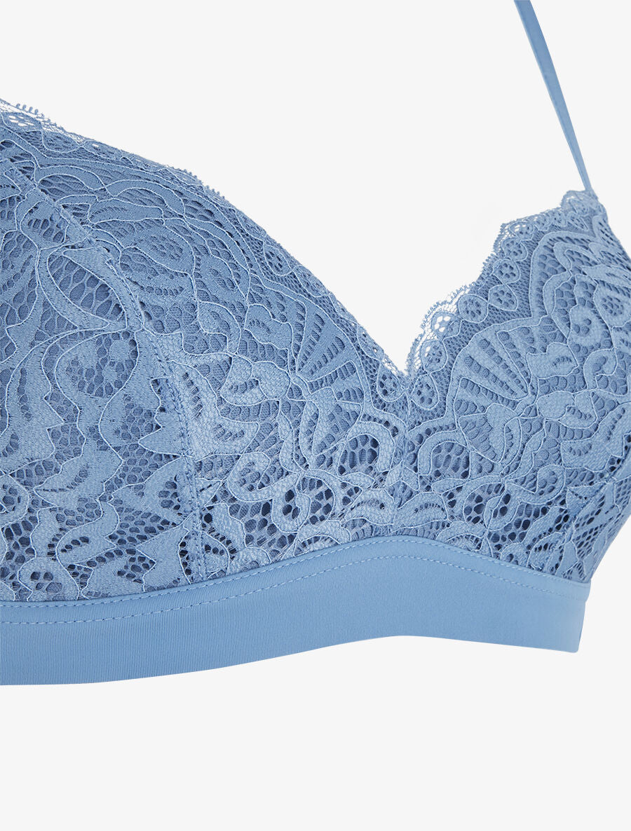Ensemble lingerie en dentelle sans couture - Bleu - 3