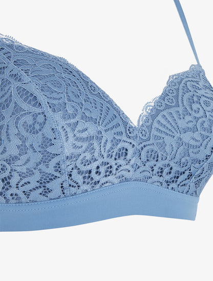 Ensemble lingerie en dentelle sans couture - Bleu - 3