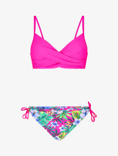 Bikini à imprimé tropical - Rose fluo - 3