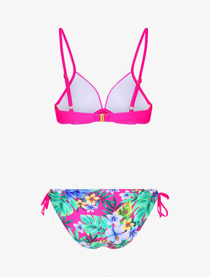 Bikini à imprimé tropical - Rose fluo - 2