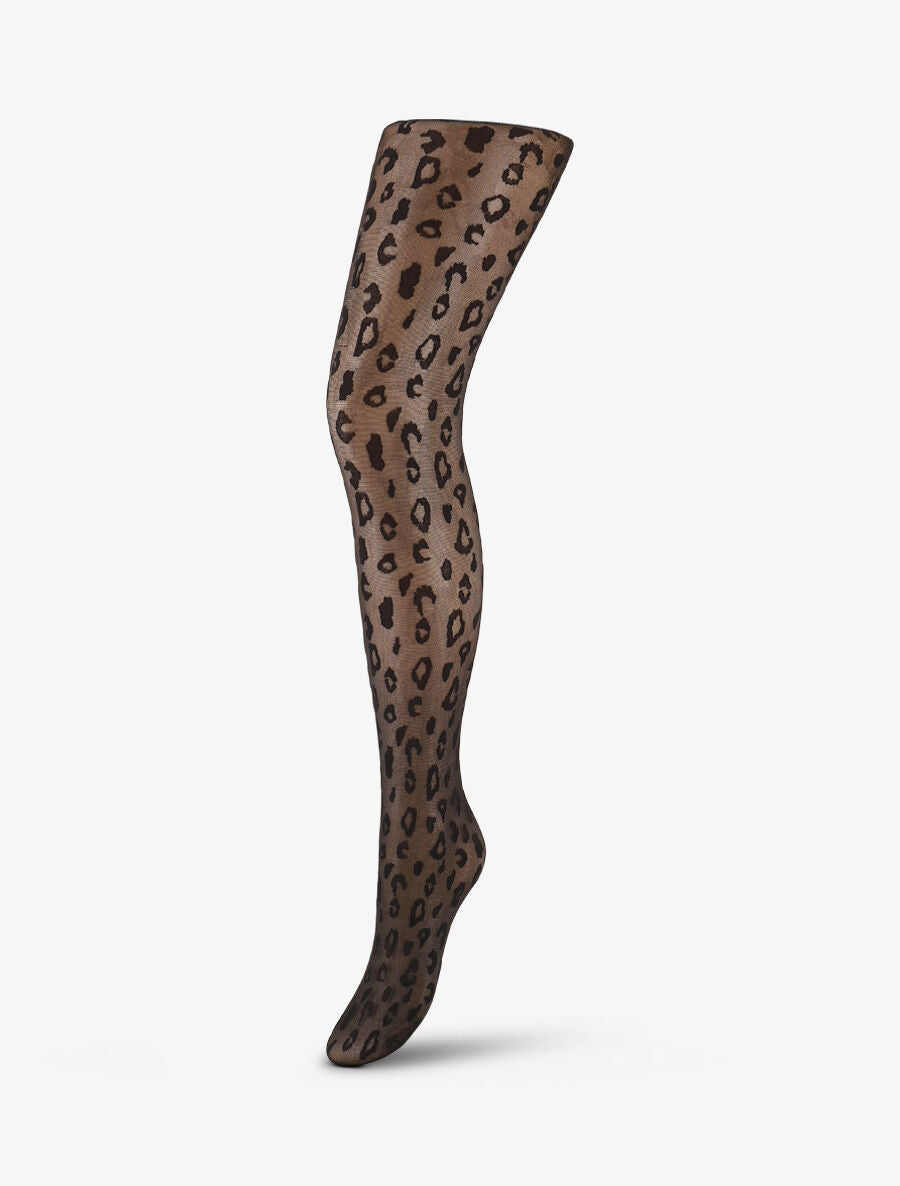Collants en voile imprimé léopard - Noir - 1