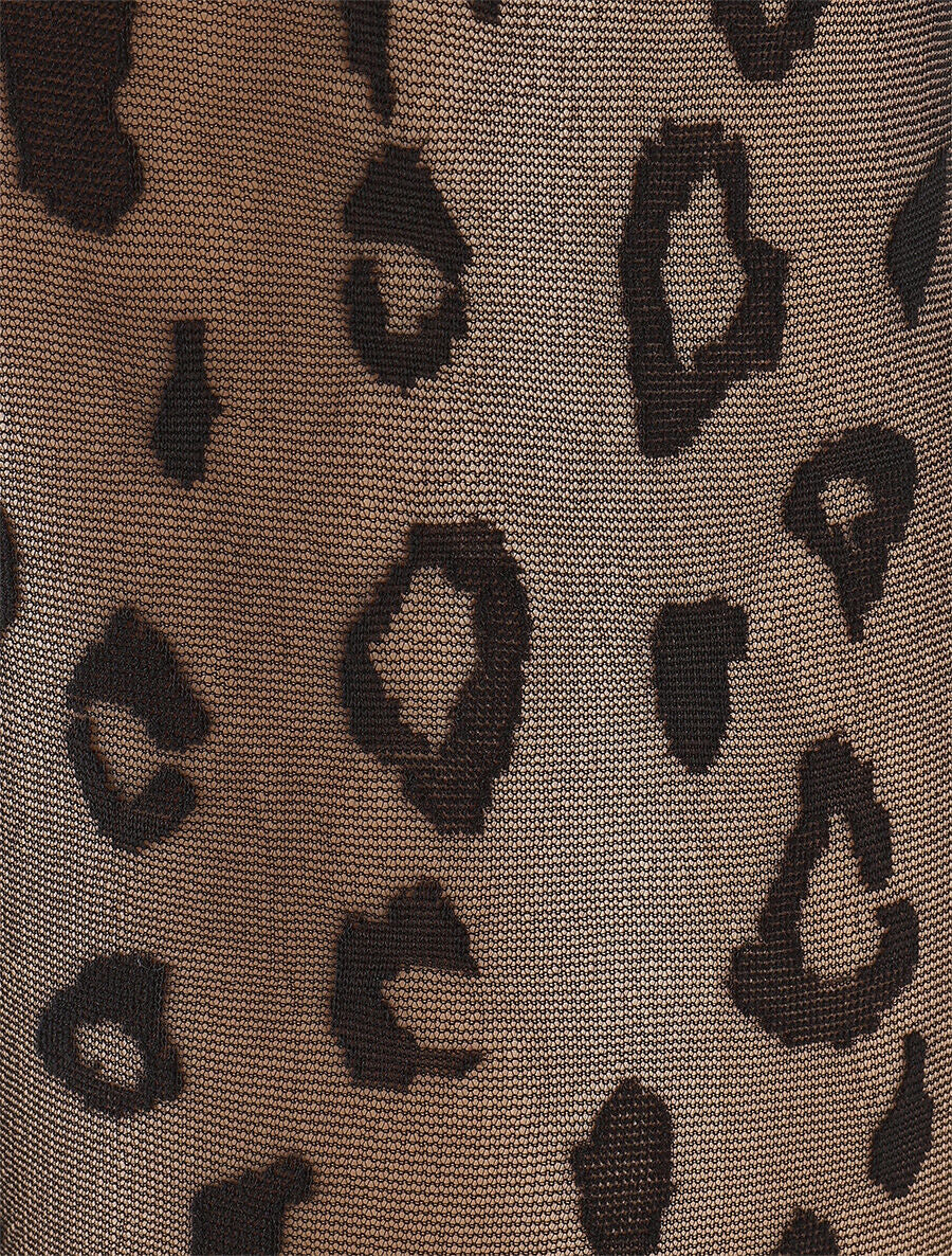 Collants en voile imprimé léopard - Noir - 2