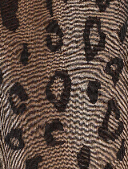 Collants en voile imprimé léopard - Noir - 2
