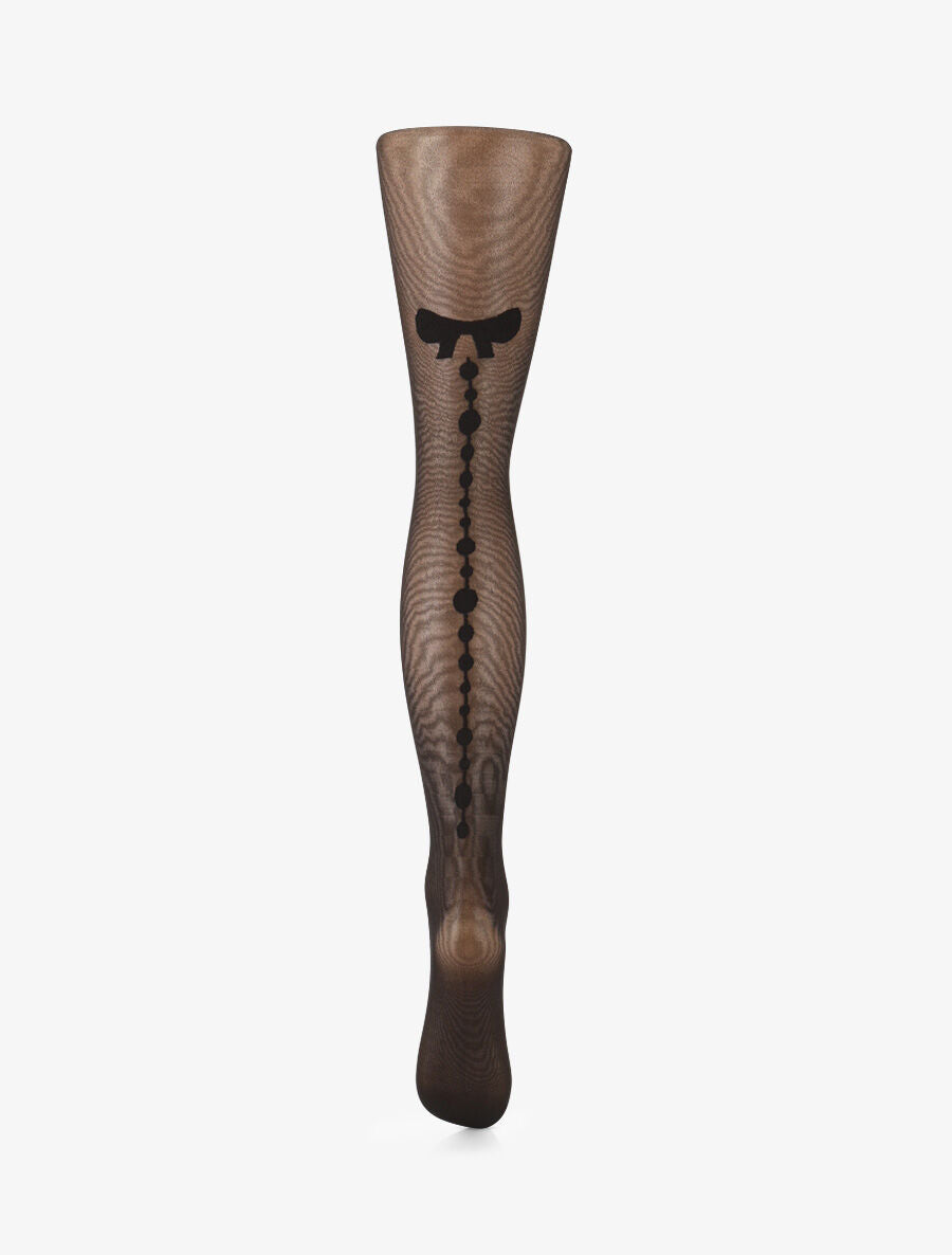 Collants en voile imprimé noeuds - Noir - 2