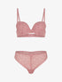 Ensemble soutien-gorge et tanga ajouré et bijoux strassé - Vieux rose - 3