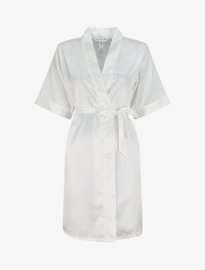 Kimono satiné manches courtes - Blanc - 4