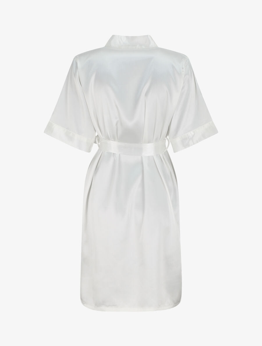 Kimono satiné manches courtes - Blanc - 2