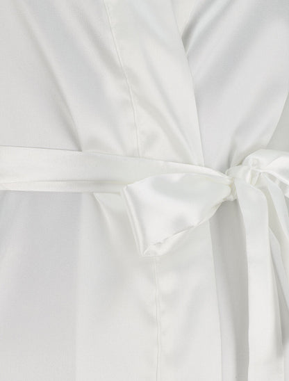 Kimono satiné manches courtes - Blanc - 3