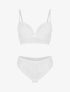 Ensemble soutien-gorge avec nœuds et tanga ajouré en dentelle - Blanc - 1