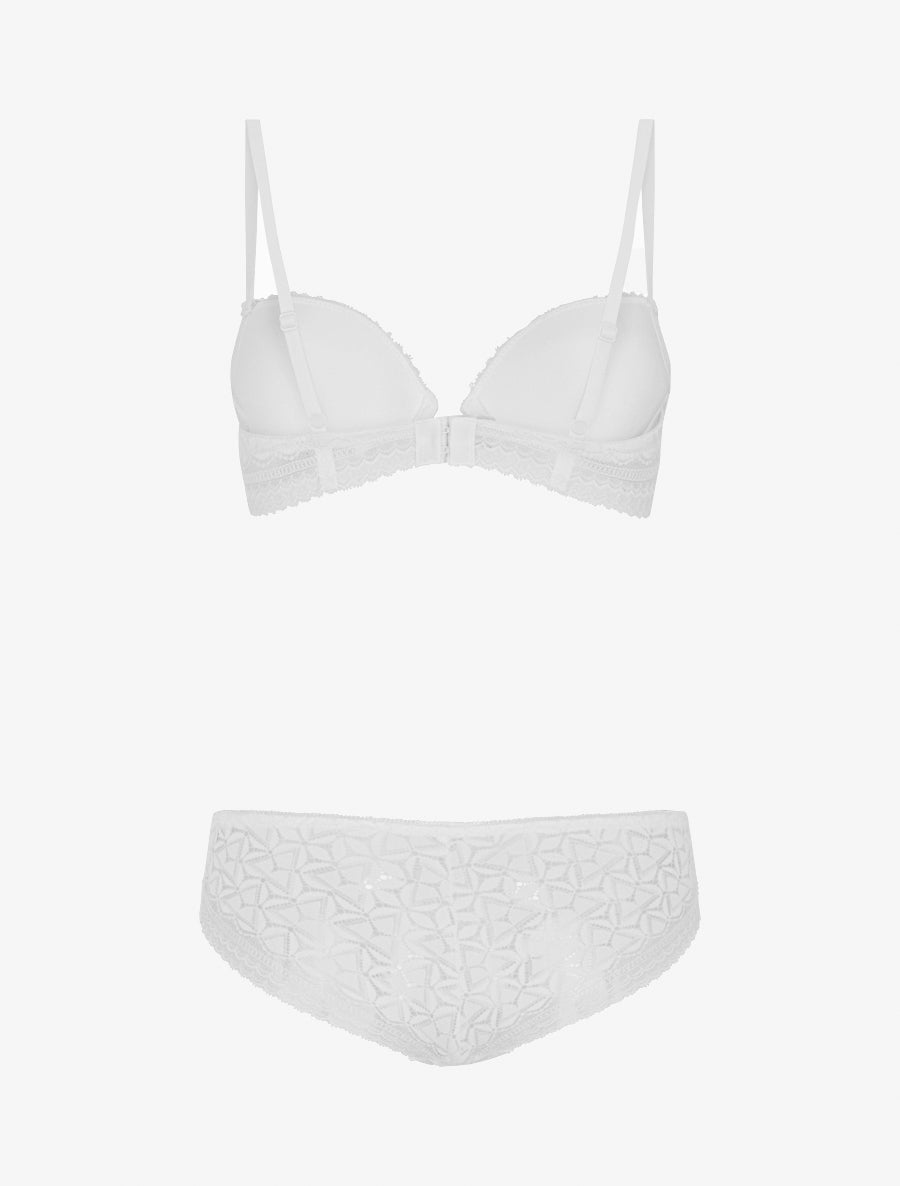 Ensemble soutien-gorge et culotte ajouré et bijou - Blanc - 2