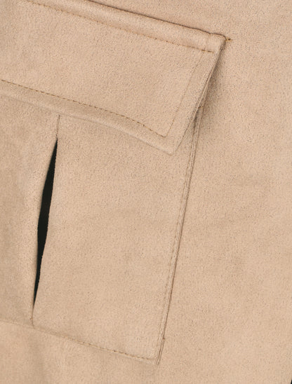 Jupe short en suédine - Camel - 3
